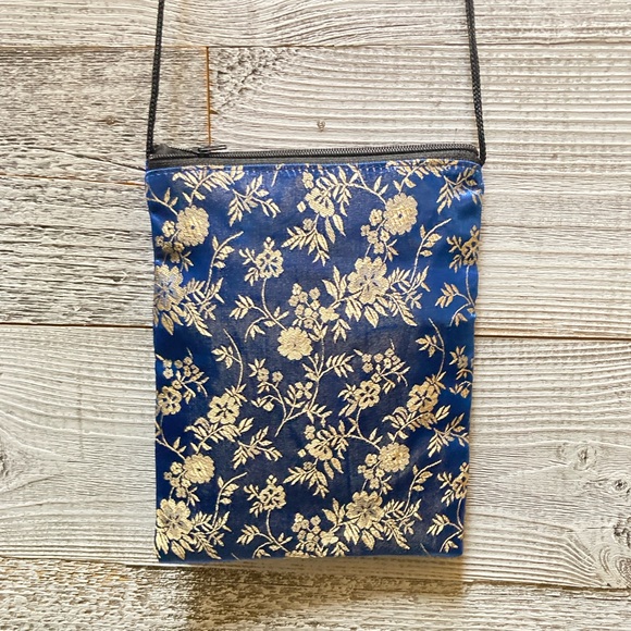 3/$30 | Ornate Sling Bag - Small, Blue/Gold - Picture 4 of 4
